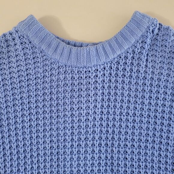 POPSUGAR Button Back Blue Crewneck Sweater - Picture 10 of 14